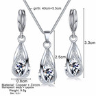Luxury Silver Plated Zircon Necklace Earrings 2pcs Set Women Wedding Gift