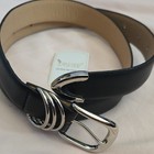 Women s Black Leather Belt With Silver Buckle By Jasgood  Nwt