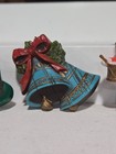 Lot Of 4 Vintage Wood-like Hallmark Holiday Pins - Bells  Drummer  Hat  Flowers