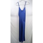 Vintage Bias Cut Asymmetrical Maxi Slip Dress Size S Navy Sheer Romantic Flowy