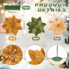 24 Pcs Christmas Velvet Poinsettia Flowers Artificial 6   Xmas Elegant Color 