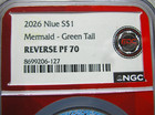 2026 Mermaid Green Tail 1oz Silver Niue  1 Reverse Proof-70 Ngc  869c