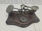 Antique English Victorian Brass Postal Scale Wooden Base   Needs Repair 