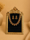 Indian Temple Jewelry Set Necklace Jhumka Earrings Antique Gold Ruby Bridal