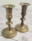 Brass Candlestick Candle Holders 19th Century Antique Pair 5 1 4  Tall
