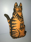 Vintage B  Kliban Momcat W Kitten Kangaroo Cartoon Cat Orange 19  Pillow 70s 80s