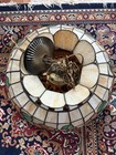 Vintage Stained Glass Ceiling Light Fixture - Flowers And Leaves