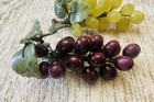  Vintage Stone Grape Clusters Purple   Green Stone Leaves   Grapes Lot Of 2