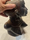 Vintage African Hand Carved Ebony Wood  Woman Bust Tribal Head Figure