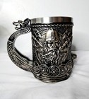 Viking Dragon Tankard Mug Stainless Steel Resin Beer Stein Medieval Gothic