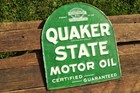 Quaker State Motor Oil Embossed Tin Metal Sign - Gasoline - Retro - Tombstone
