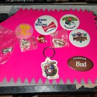 Vintage Budweiser Beer Football Lot Buttons And Lapel Pins Bud Bowl Bud Man