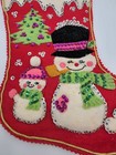 Bucilla Felt Christmas Stocking Snowman Sequins Jingle Bell 11in Vtg