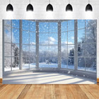 Winter Forest Window Scene Photography Background Backdrop Photo Studio Props