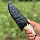 10    Large Obsidian Blade Knife Handcrafted Viking Style Dagger With White Thread