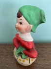 Lefton Elf Pixie Sitting On A Mushroom Figurine 6393 4   in Vtg