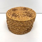 Vintage Wicker Rattan Boho Coaster Set Of 8 In Holder Box W  Lid Woven Straw 4 