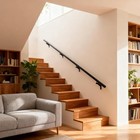 Handrails Kit For Indoor Outdoor Stairs   modern Aluminum 10 Ft Matte Black