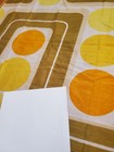 Awesome Rare Vintage Mid Century Retro 70s 60s Yel Org Olive Geo Wave Fabric 