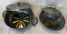Hand Forged Hammered Aluminum Everlast Metal Casserole Dish W floral Lid Vintage