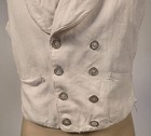 1870   s Men   s White Textured Cotton Double Breasted Waistcoat  