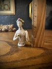 Vintage Pin Cushion Brush Porcelain Powder Puff Victorian Half Doll Vanity