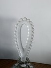Vintage Clear Glass Melon Ribbed Perfume Bottle Frosted Beaded Loop Stopper 7 
