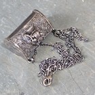 Antique Silver Miniature Figural Purse Shaped Necklace Pendant   Chain