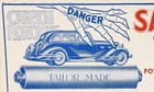 Vintage C  1930 Powell Muffler Ink Blotter Sign Carbon Monoxide Grim Reaper Rare