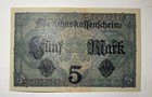 German Currency  1917 Germany 5 Mark Paper Money Banknote - P    56