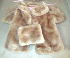 Vintage Plush Teddy Bear Or Doll Coat With Muff  And Headpiece