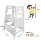 Kitchen Bedroom Kids Step Ladder Stool Toddler Standing Tower Safety Rail Adjust