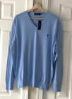Nwt Polo Ralph Lauren V-neck Sweater Blue Men s Size Xl Cotton Cashmere Blend