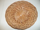 Vintage Round Wicker Basket 12 In  Wide  3 In  Tall Good Condition Nice L  k