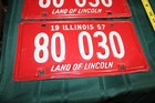 Beautiful Metal Pair  Illinois License Plates  1957 80 030