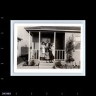 Old Vintage Photo Man Women Girl And Baby Outside House Found Photograph
