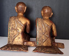 2 Antique Burmese Buddhist Monks Wood Statues From Burma   7 2    8 25  T  Read