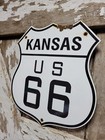 Vintage Kansas Route 66 Porcelain Sign Us Highway Road Transit Shield Marker