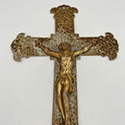 Vintage Crucifix Wall Cross Filigree Jesus Crown Of Thorns Gold Tone