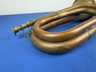 Vintage Copper   Brass Bugle   Mouthpiece  Patina  11 5 l  Bell 4  Dia  No Dents
