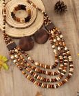 Necklace Bracelet Earrings Set Long Necklace Wood Beads Jewelry Sets For Women