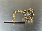 Vtg 10k Yellow Gold   Diamond Four Leaf Clover Tie Tack Lapel Pin Lucky