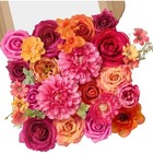 Silk Artificial Flower Bouquet Hot Pink Orange Roses Wedding Home Decor New