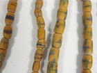 Lot 3 Vintage African Krobo Ghana Powder Glass Trade Beads Yellow Barrel Strands