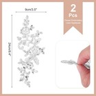 2 Pcs Flower Lace Appliques 3d Embroidery Sequin Lace Patches  Silver
