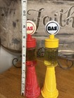 Lot Of 2 Vintage Avon Remember When Gas Pumps Atershave Cologne Red Yellow Full 