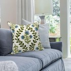  Floral Embroidered Summer Decorative Throw Pillow 18  X 18   pack Of 1  Blue