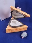 Porcelain Hinged-lid Trinket Box Cheese Wedge W  Mouse Peeking   Mouse Inside