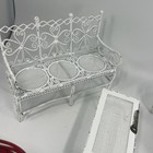 White Wire Wicker Dollhouse Furniture Set Vintage Patio Chairs  Sofa   Table  