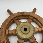 Vtg20    Solid Wood Brass Nautical Beach Ships Captains Wheel Yacht Boat Decor